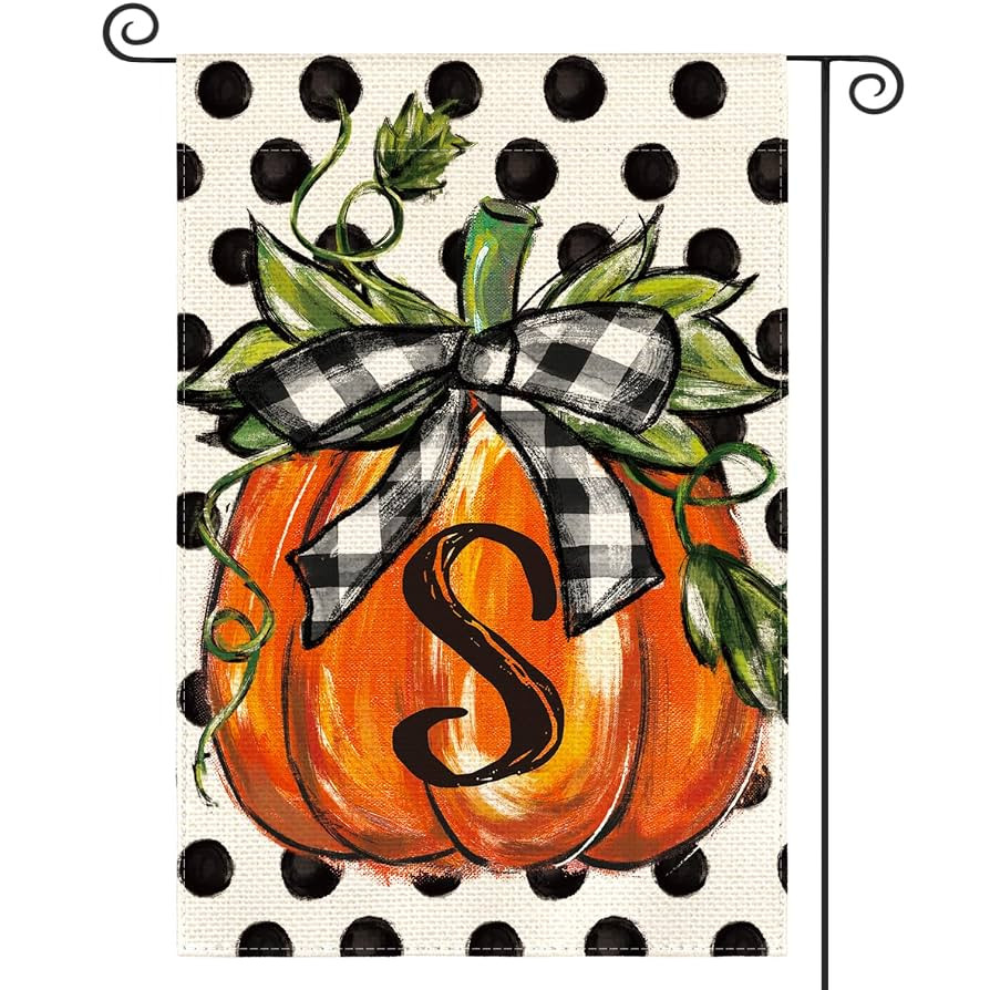 AVOIN colorlife Fall Monogram Letter S Garden Flag Polka Dot Pumpkin 12x18 Inch Double Sided Outs... | Amazon (US)