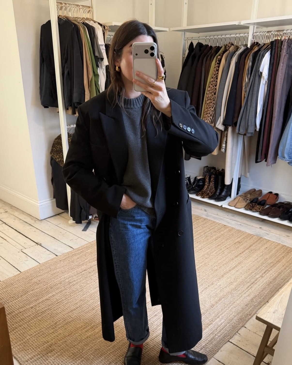 A classic knit and jean outfit with a pop of coloured socks 

#LTKwinter #LTKstyletip