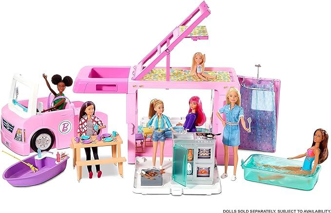 ​Barbie 3-in-1 DreamCamper Vehicle, approx. 3-ft, Transforming Camper with Pool, Truck, Boat an... | Amazon (US)