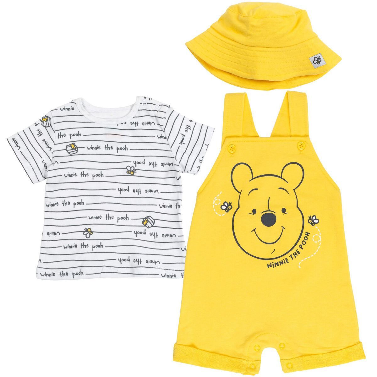 Disney Tigger Winnie the Pooh Baby French Terry Short Overalls T-Shirt and Hat 3 Piece Outfit Set... | Target