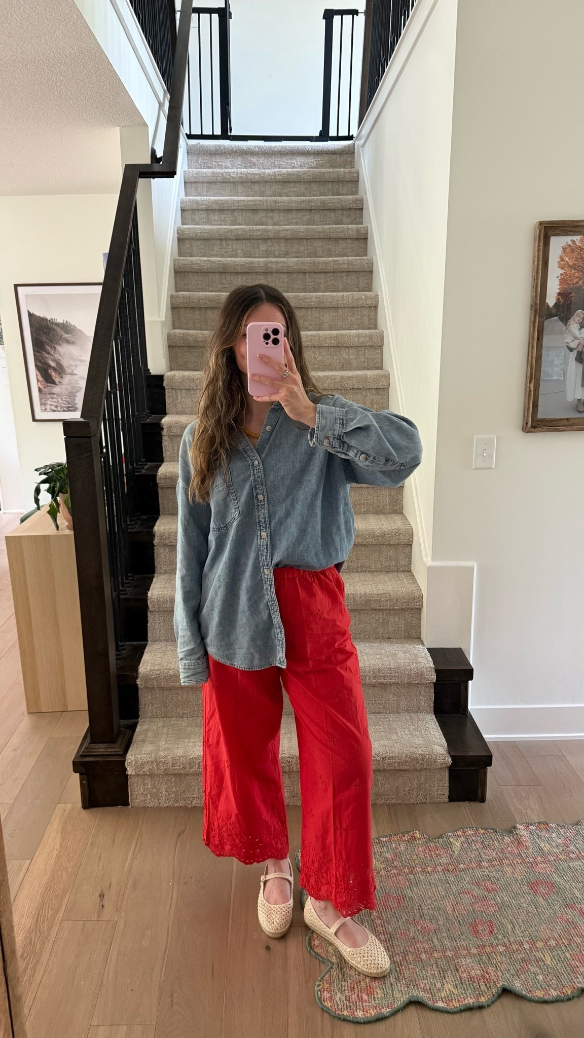 wearing medium in button down and pants! Sized up in both for a little more room!

#LTKootd #LTKmomlife