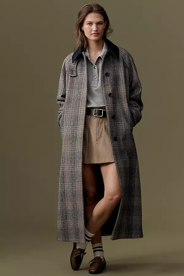 Checked Wool Blend Coat Jacket | Anthropologie (US)