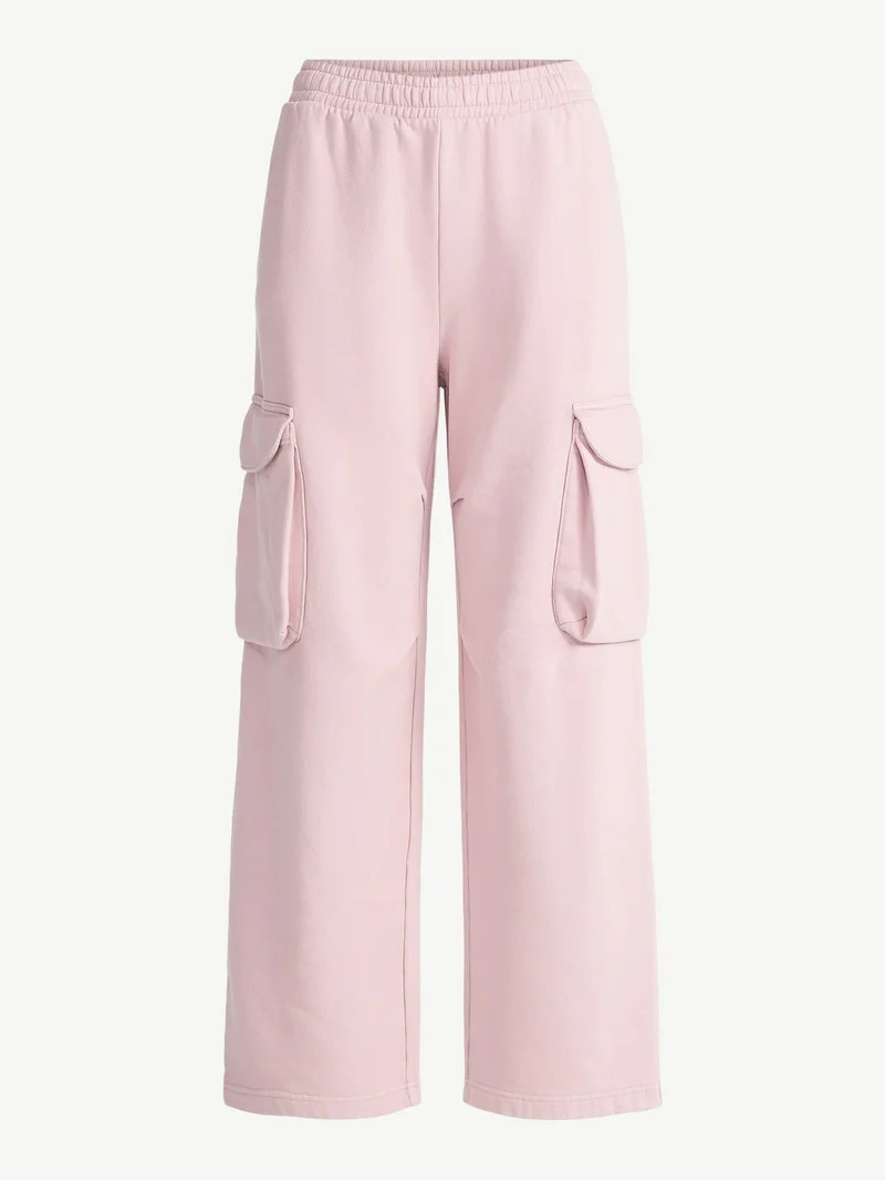 Scoop Women’s Mineral Washed Wide Leg Cargo Sweatpants, Sizes XS-XXL | Walmart (US)