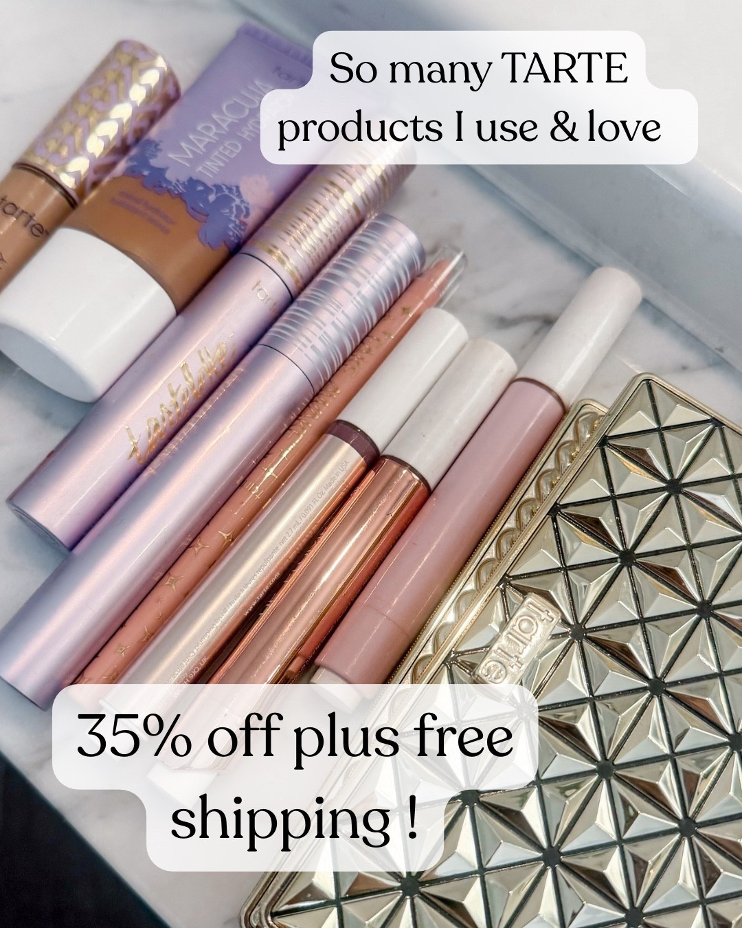 Tarte cosmetics sale 
I love the new Foundcealer and Maracuja creaseless concealer 
I also use all the Maracuja lip products and I love their eye shadow pallettes
The tubing mascara is the best mascara ever !

#LTKBeauty #LTKselfcare #LTKSpringSale