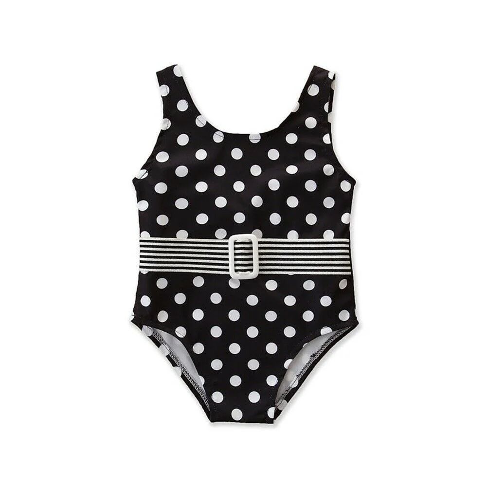 Toddler Kid Baby Girls Sleeveless Swimsuit Polka Dot One-Piece Swimwear Belt Beachwear Bathing Su... | Walmart (US)