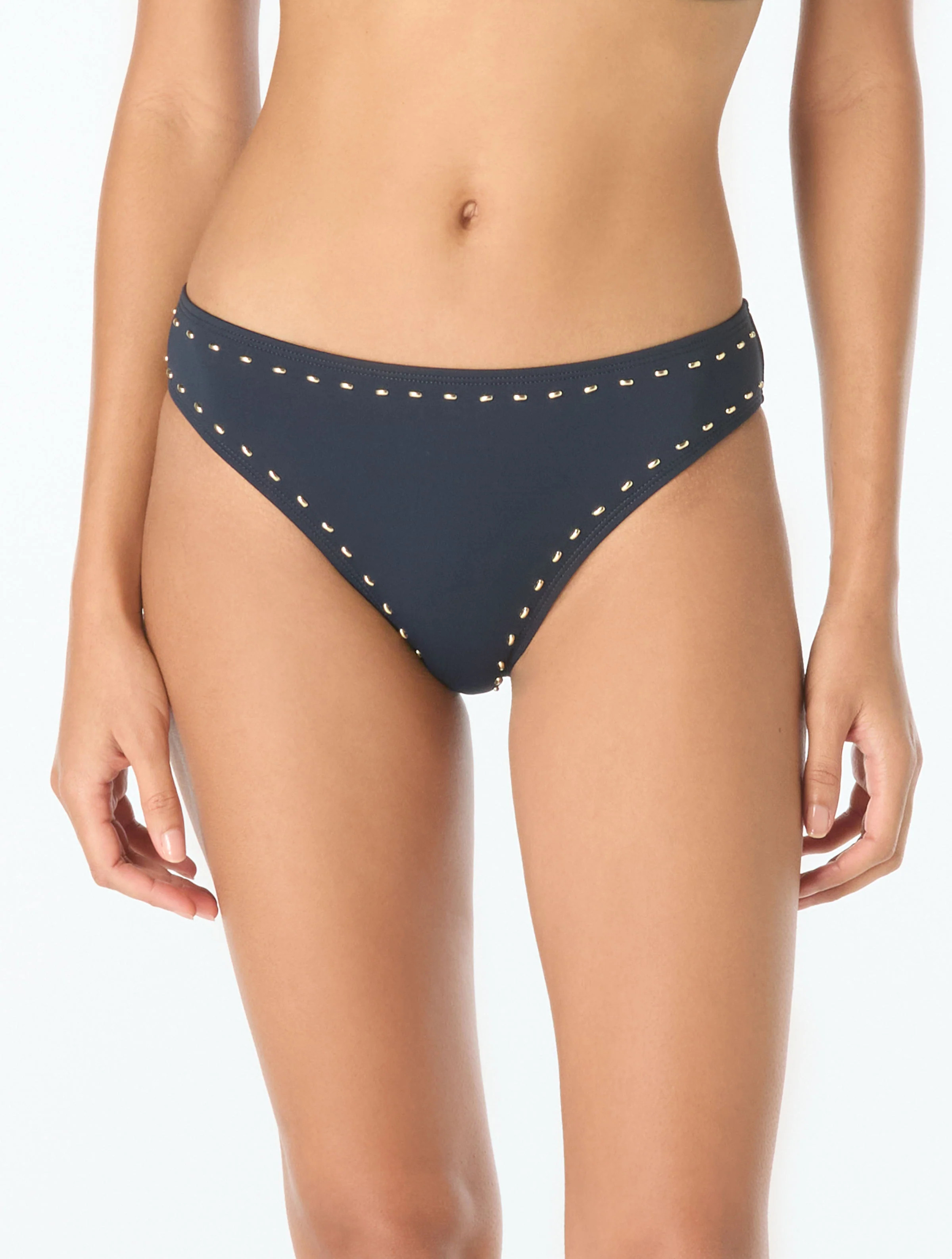 Michael Kors High Leg Bikini Bottom - Half Moon Studs | Beach2Ocean
