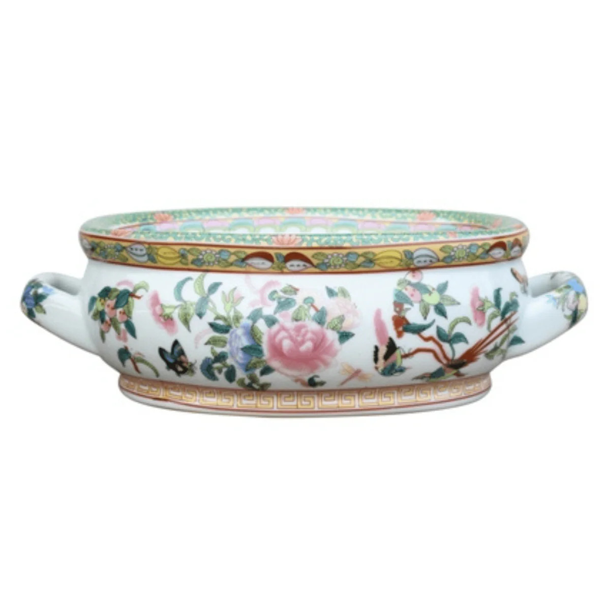 12" Porcelain Rose Canton Mini Footbath Bowl | The Well Appointed House, LLC