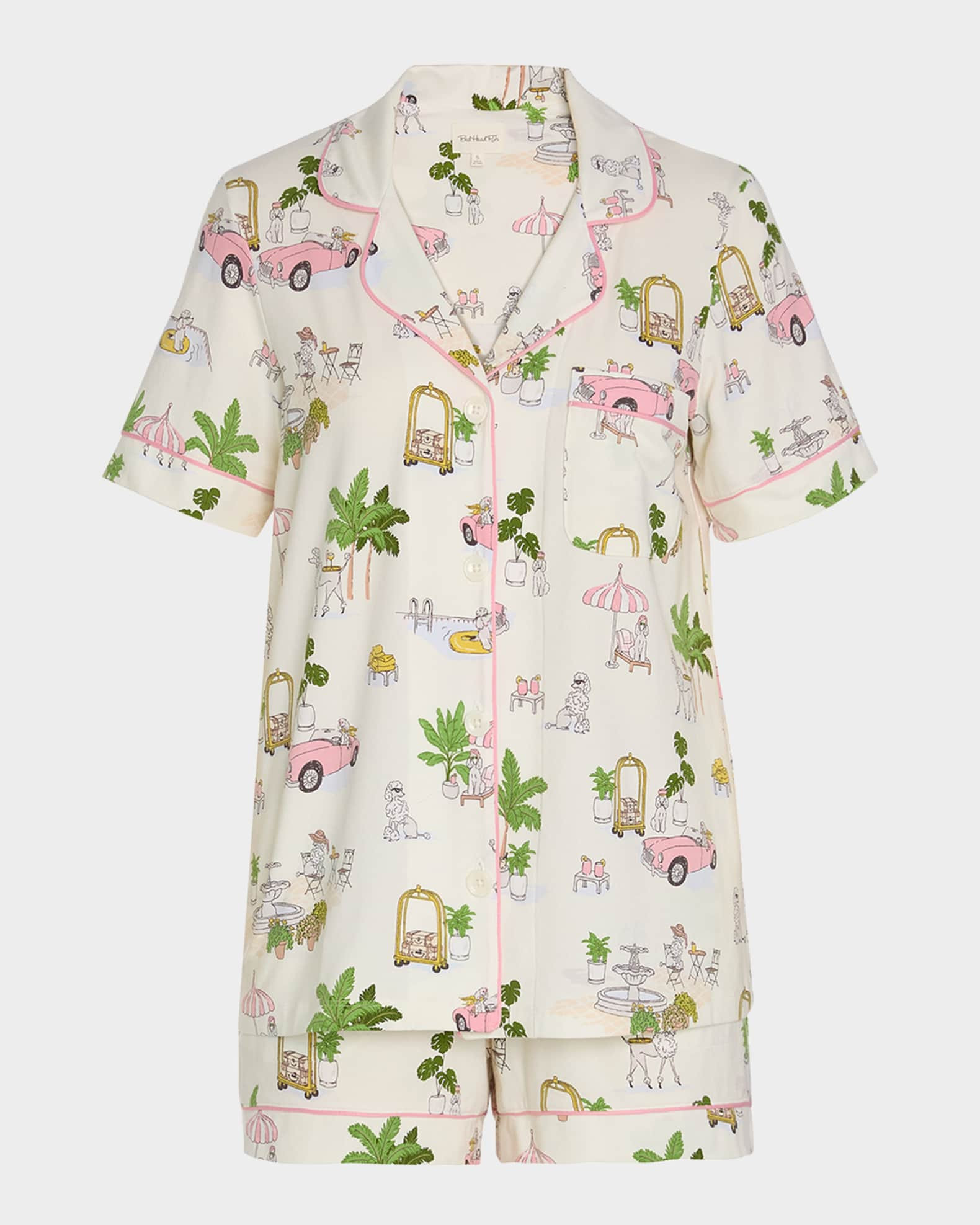 Dog-Print Cotton Jersey Shorty Pajama Set | Neiman Marcus