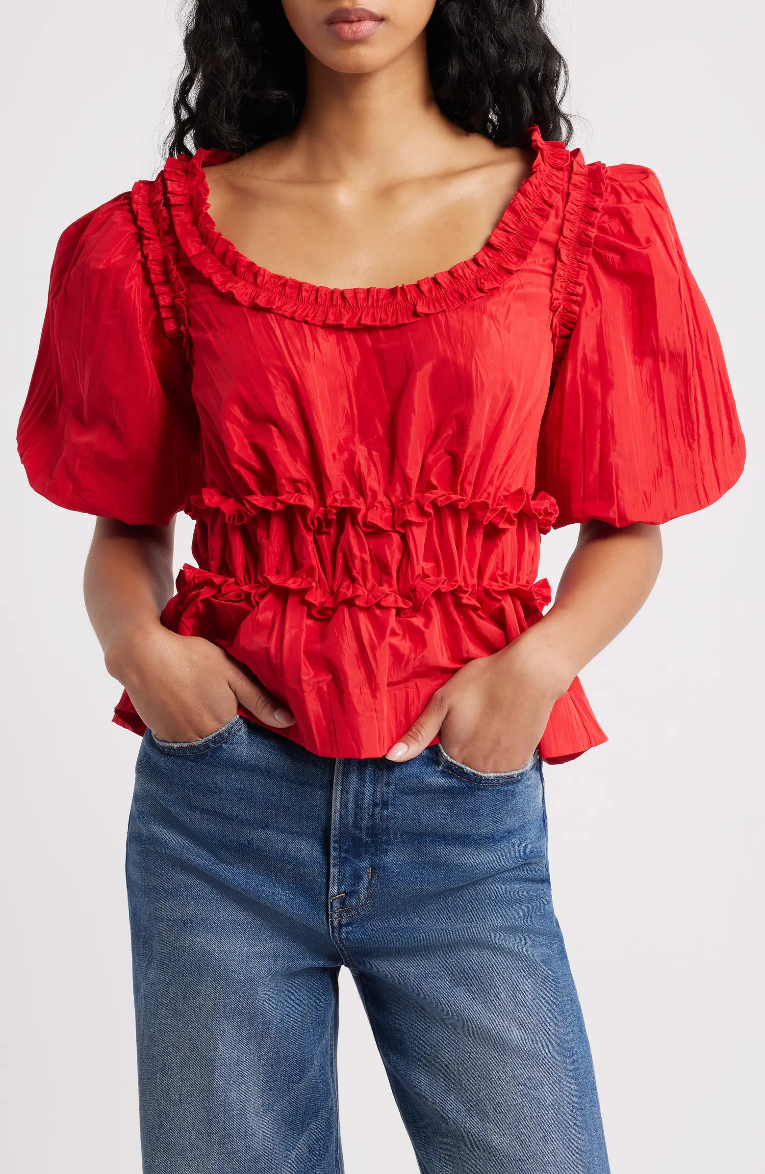 Everly Ruffled Peplum Top | Nordstrom