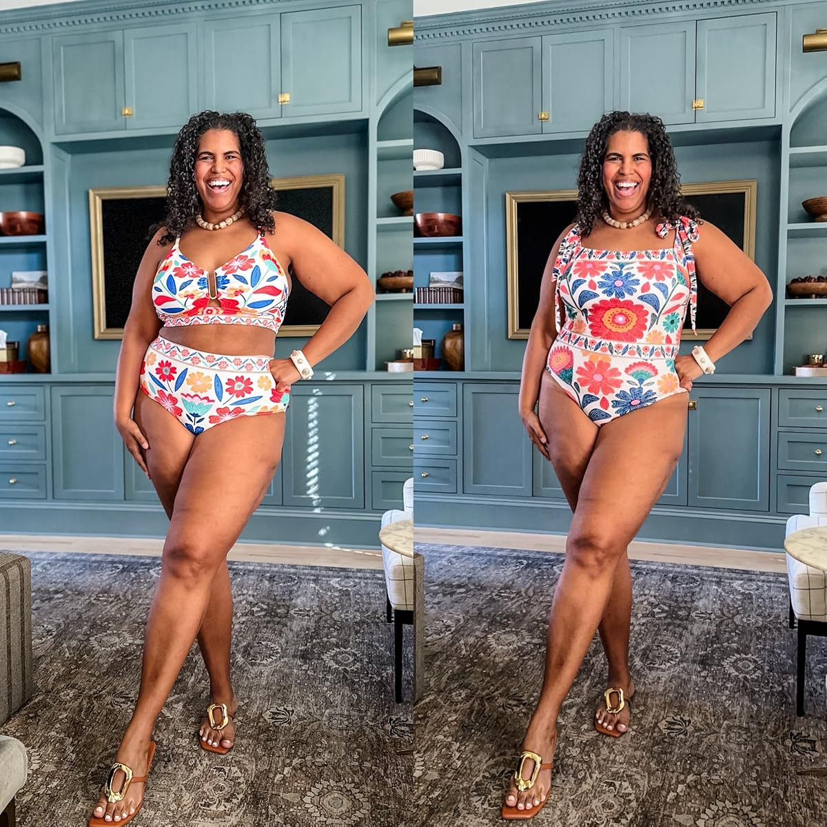Ready for the beach!? Both of these are perfect for a summer vacation. Wearing size xxl in two piece and size xl in one piece. #beachready #amazonfashion 

 #LTKOver40 #LTKPlusSize #LTKSwim