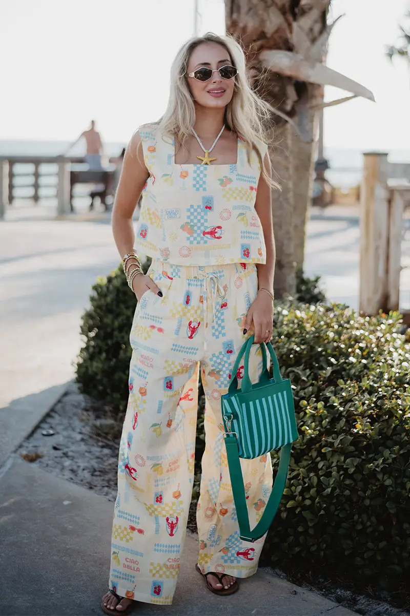 Italian Summer Linen Two-Piece Pant Set (Yellow) | Katydid