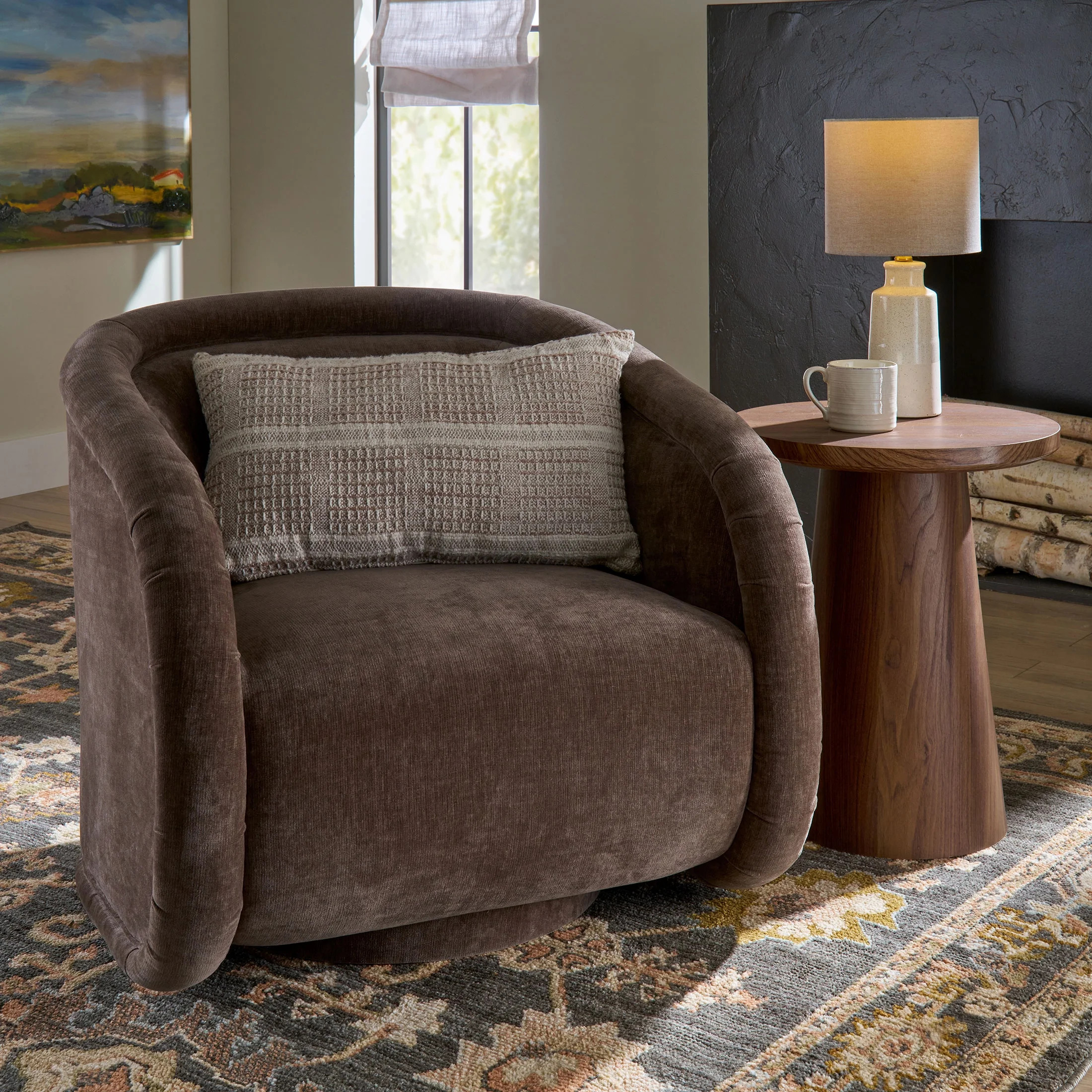 Better Homes & Gardens Sienna Modern Swivel Chair, Coffee Velvet Fabric - Walmart.com | Walmart (US)
