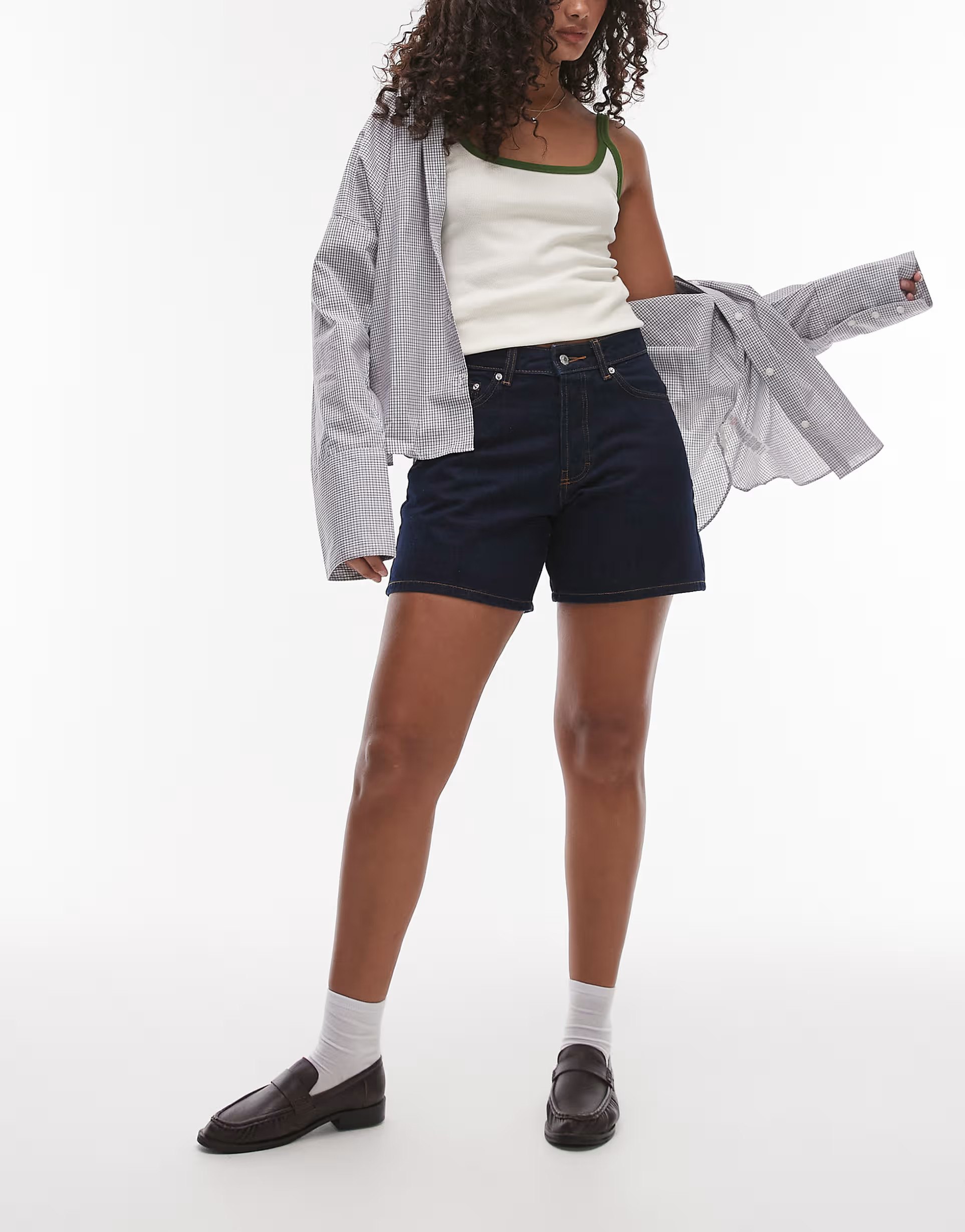 Topshop Hourglass denim Editor shorts in raw look indigo | ASOS | ASOS (Global)