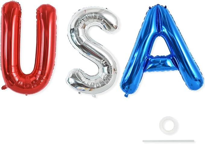 TONIFUL 16 Inch USA Balloons Banner 4th of July Balloons Decoration USA Letter Foil Balloons - gr... | Amazon (US)