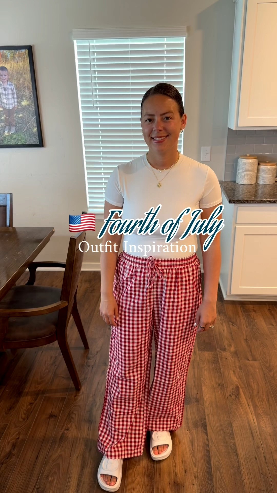 These gingham pants from Amazon are perfect for the Fourth of July! Cute and comfy. I am wearing my normal size medium.

#LTKootd