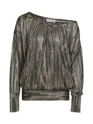 Dori Long-Sleeve Metallic Top | Saks Fifth Avenue