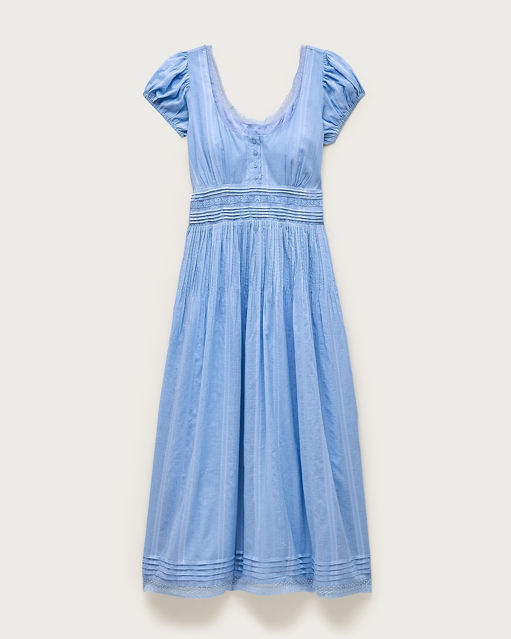 Tall lace-trim pintuck midi dress in cotton dobby | J. Crew US