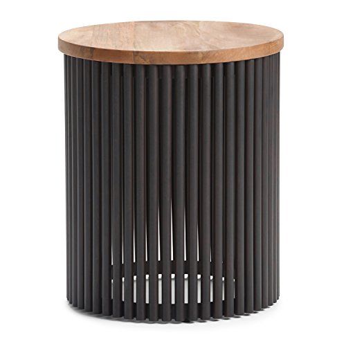 SIMPLIHOME Demy Contemporary 18 inch Wide Metal and Wood Accent Side Table in Natural, Black, Ful... | Amazon (US)