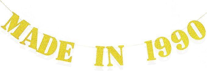 Made in 1990 Banner Happy 30th Birthday Party Decorations, Glitter Cheers to 30 Years Banner Supp... | Amazon (US)