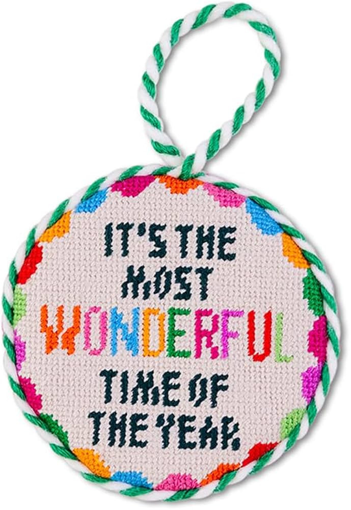 Furbish Wonderful Time Christmas Ornament - Embroidered Christmas Tree Decoration, Handmade Needl... | Amazon (US)
