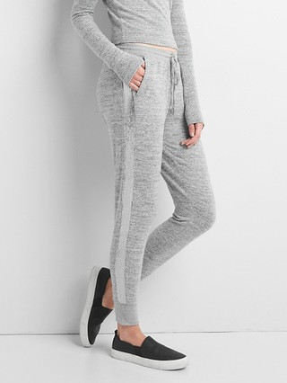 Gap Womens Softspun Knit Sequin Joggers Heather Grey Size L | Gap US