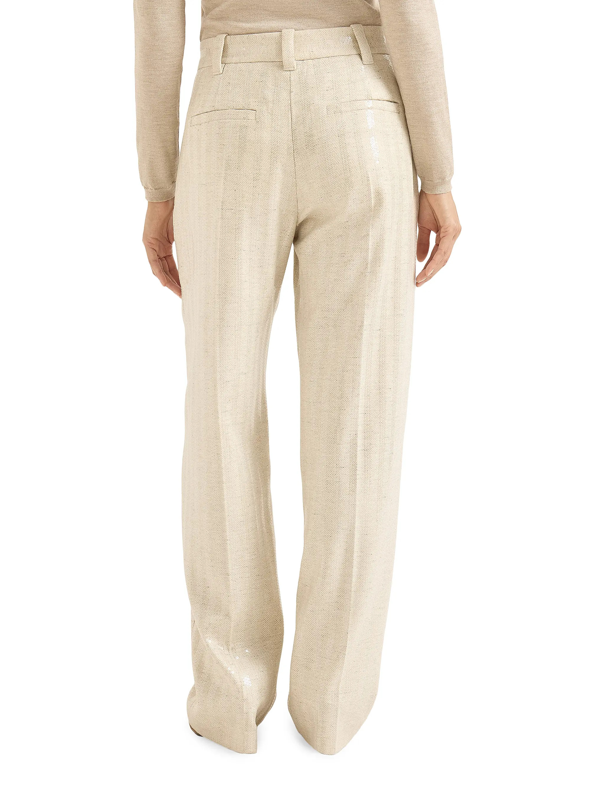 Wool and Cashmere Dazzling Chevron Loose Cigarette Trousers | Saks Fifth Avenue