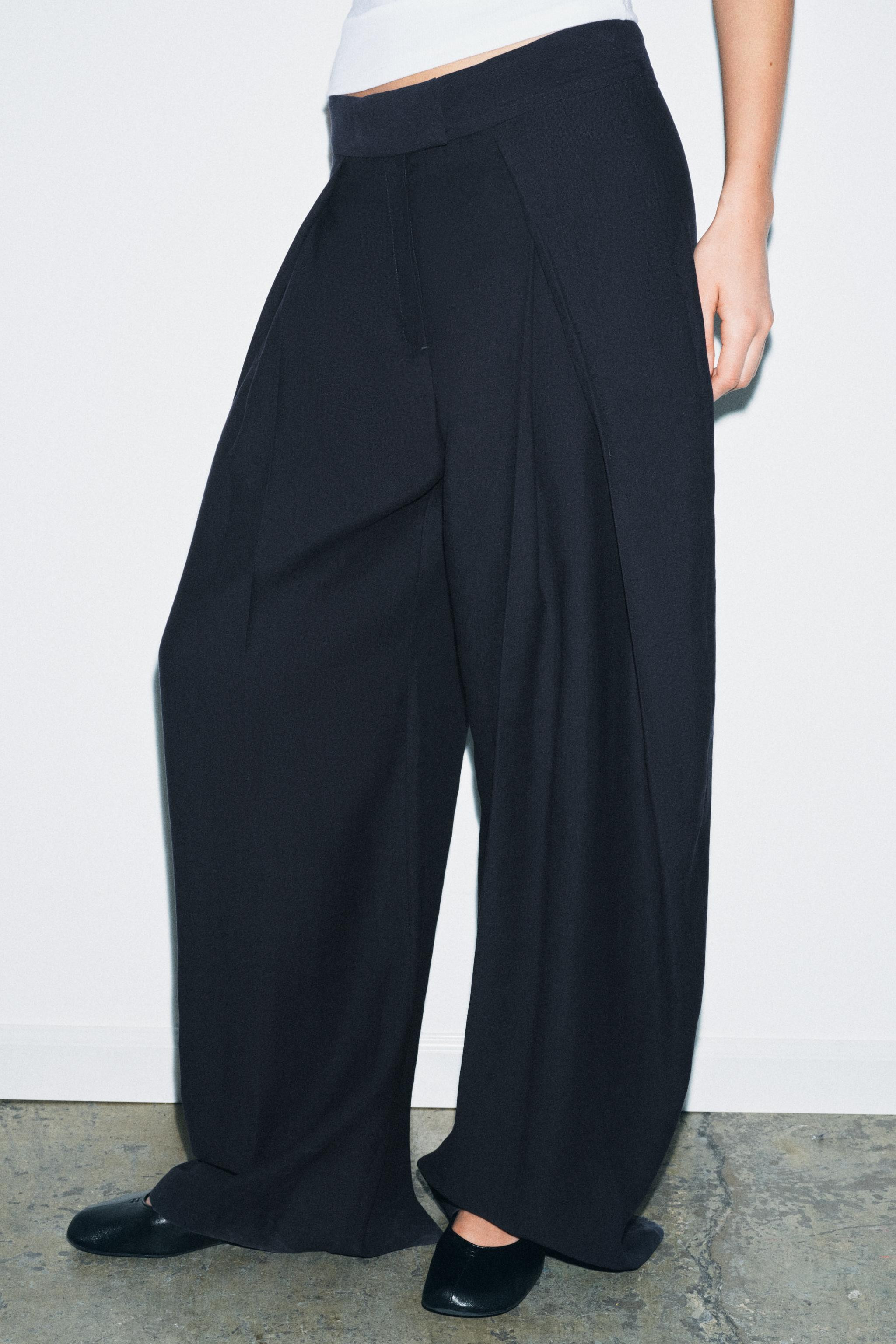 ZW COLLECTION WIDE LEG PLEATED PANTS | Zara US