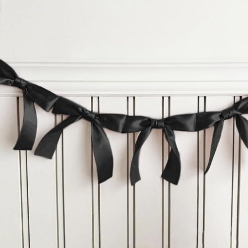 JeVenis 2Pcs Black Garland Black Bow Ribbon Banner Coquette Bachelorette Birthday Bow Party Decor... | Amazon (US)