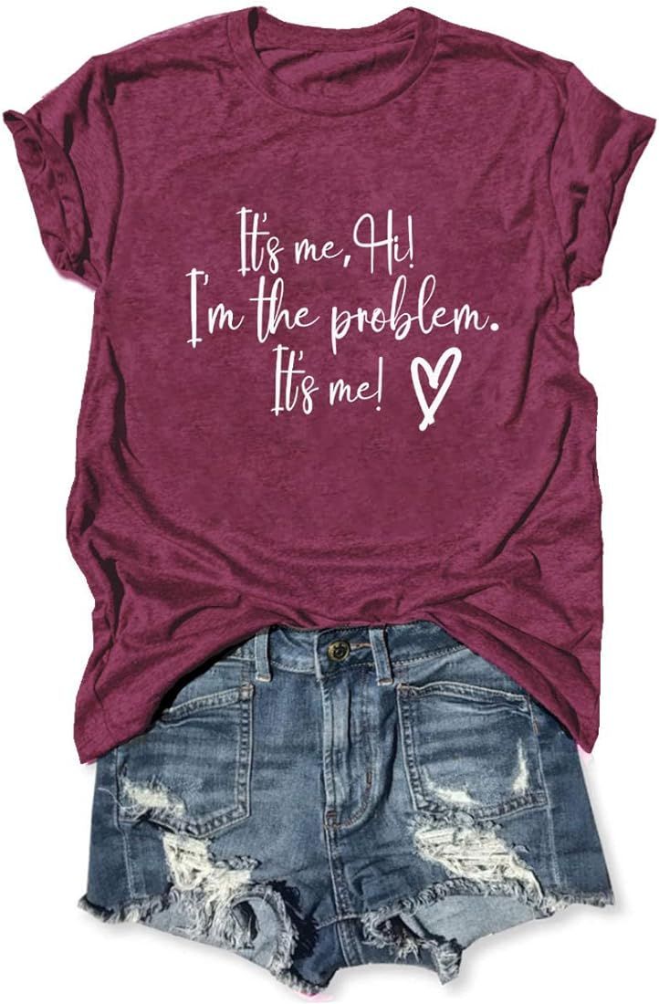 It's Me, Hi, I'm The Problem Shirt Women Music Lover Shirts Vintage Letters Graphic Tshirt Countr... | Amazon (US)