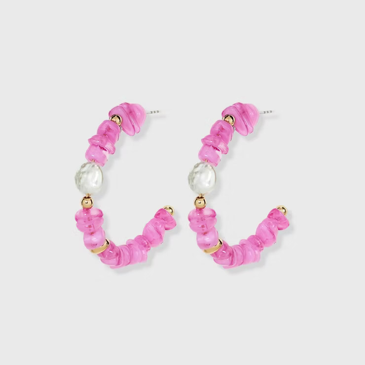 Beaded Pearl Hoop Earrings - A New Day™ | Target