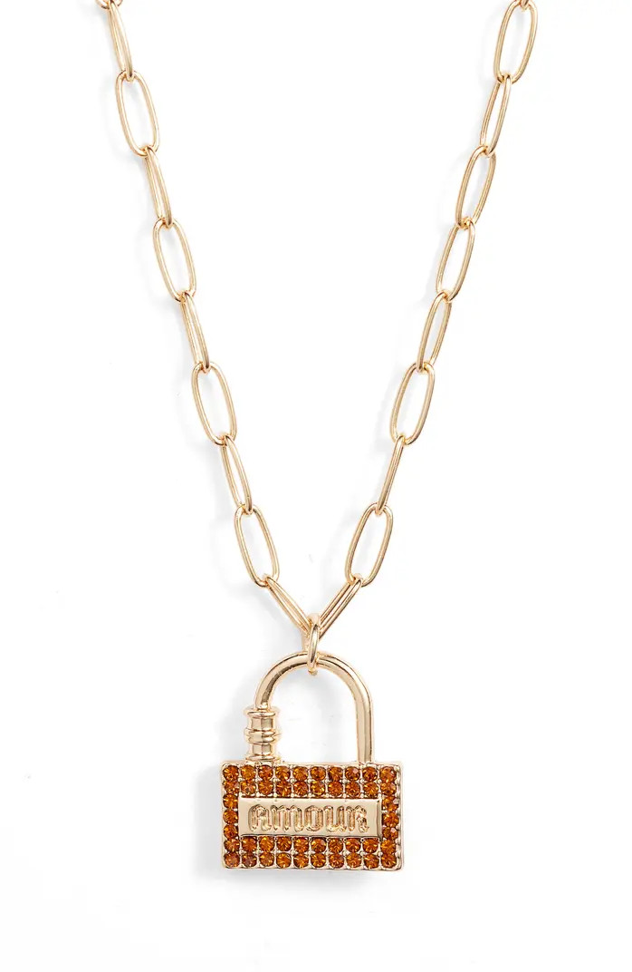 Open Edit Pavé Padlock Pendant Necklace | Nordstrom | Nordstrom