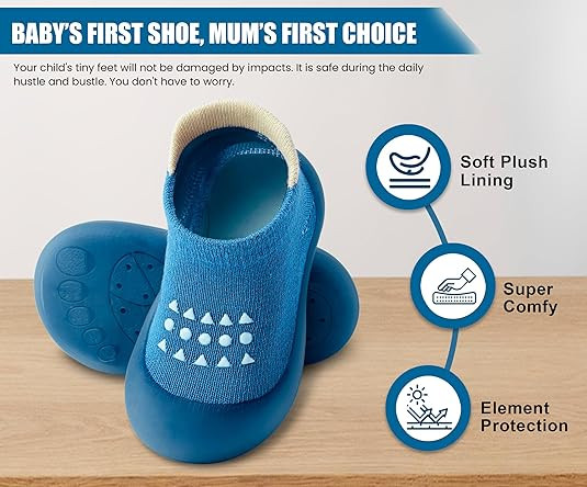 Baby Shoes Boys Girls First Walking Shoes Non Slip Soft Sole Sneakers Toddler Infant Babygirl Soc... | Amazon (US)