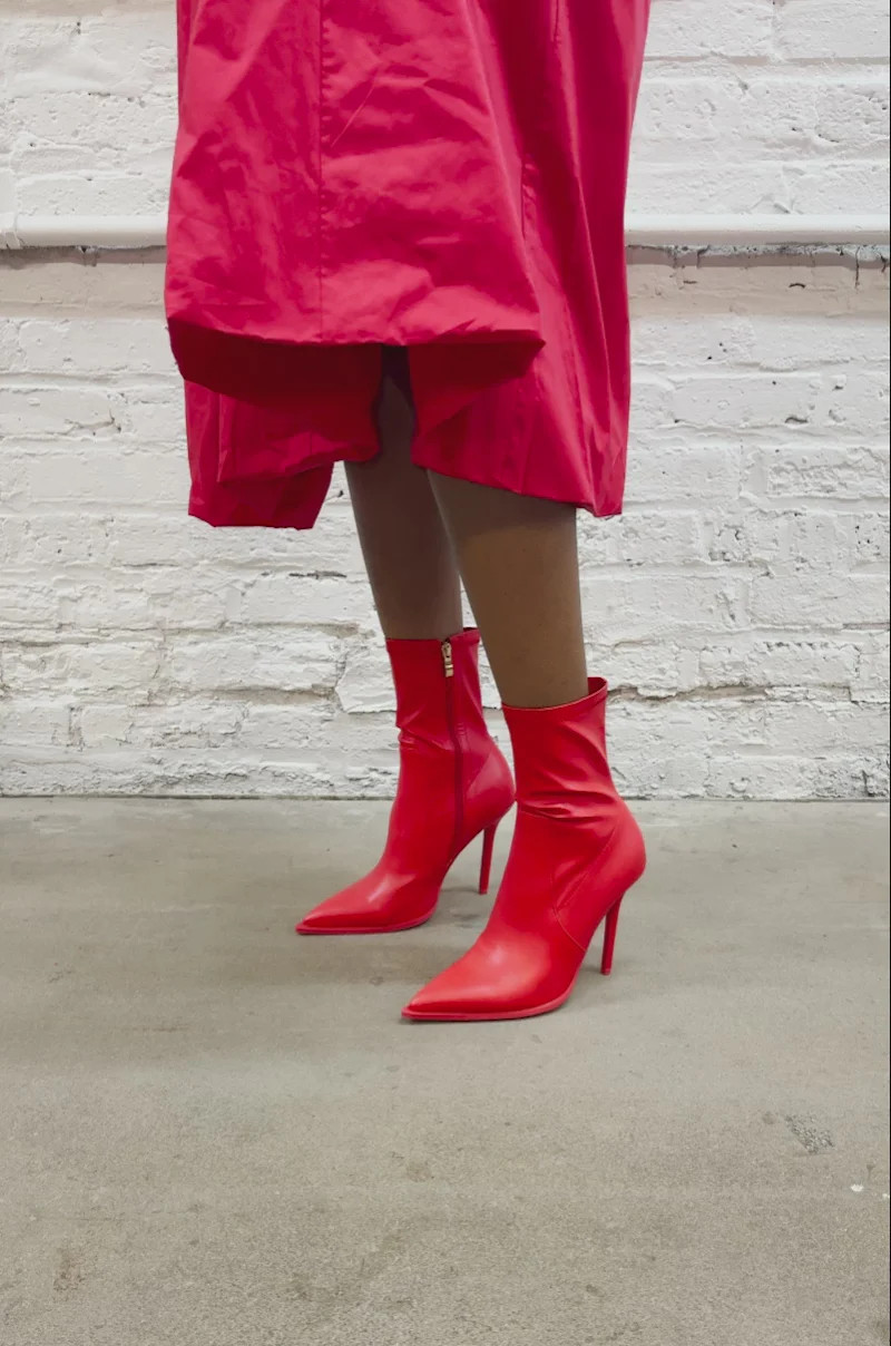 AZALEA WANG KATHERINE RED PU BOOTIE | AKIRA