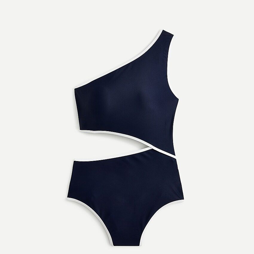 Eco tipped one-shoulder cutout swimsuit | J.Crew US