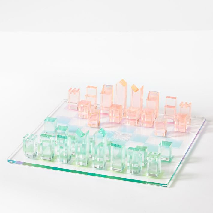 Colorful Acrylic Chess Checkers Game Set | Mark and Graham