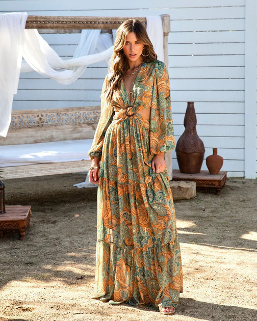 New Beginnings Printed Cutout Maxi Dress | VICI