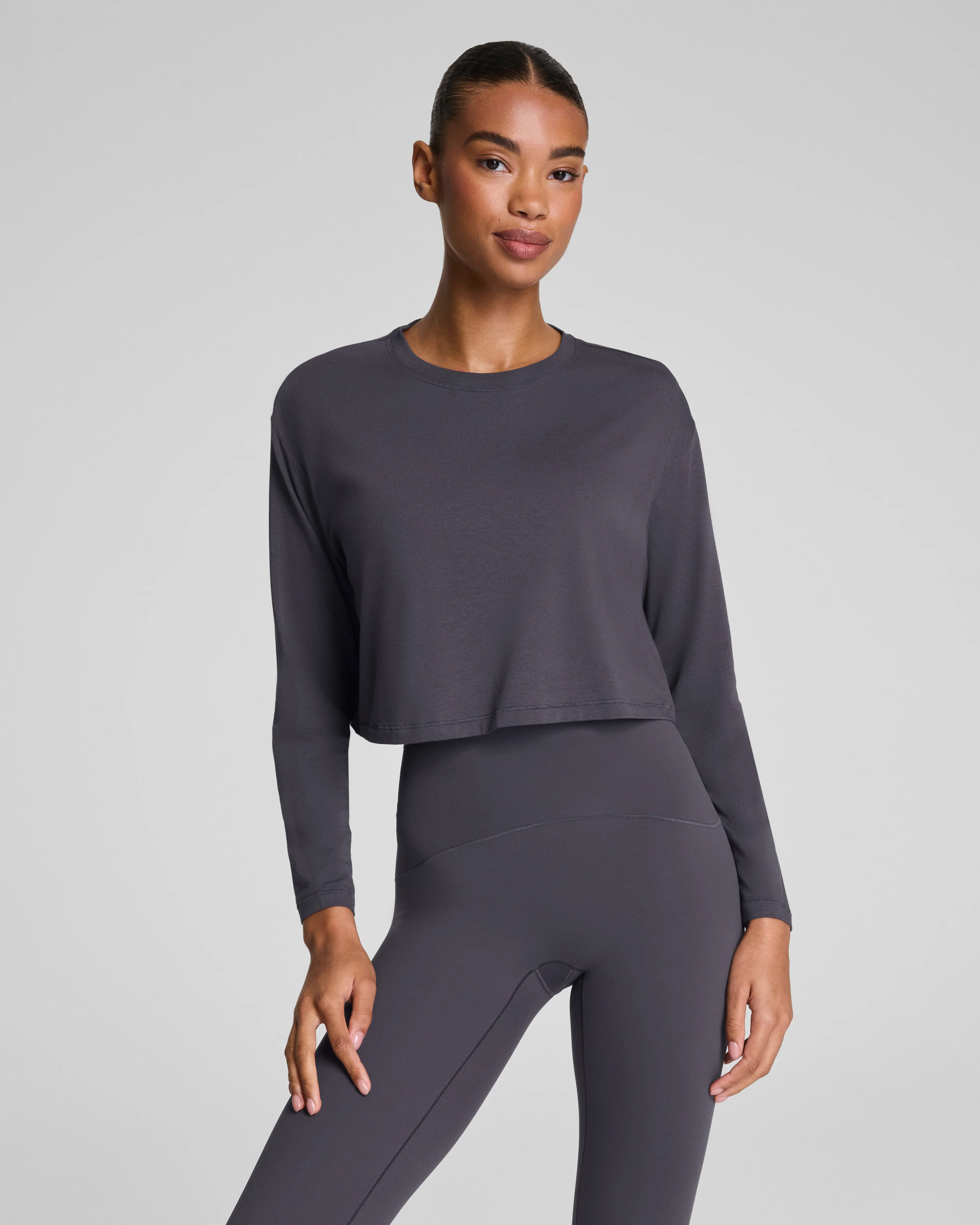Cropped Long Sleeve Workout Top - 4-Way Stretch Cotton | SPANX | Spanx