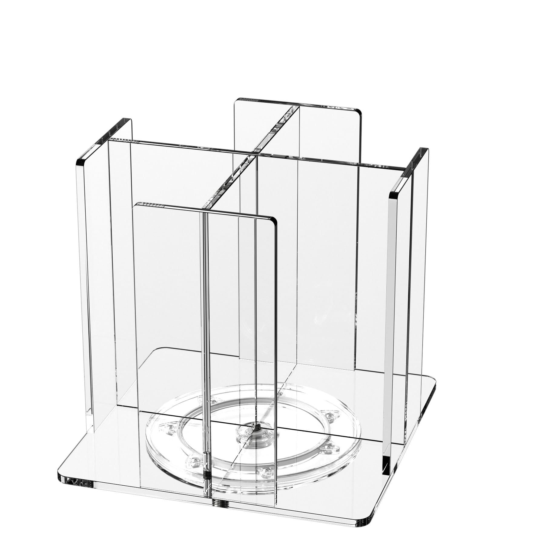 KOTEMON Cup and Lid Holder, 4 Compartment, Square | Rotating Coffee Cup Dispenser Lid Carousel for Restaurant, Buffet, Coffee Station, Bar, Countertop, Clear Acrylic | Amazon (US)