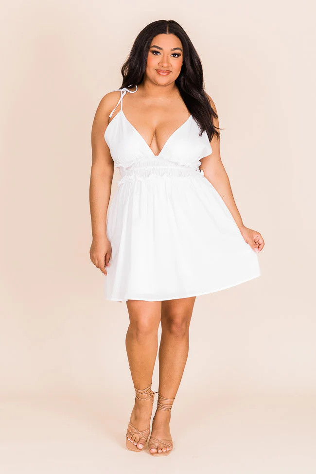 More Than You White V-Neck Mini Dress | Pink Lily