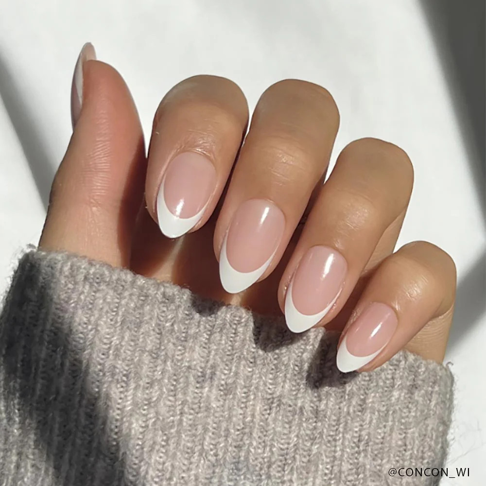 French Manicure Almond Nails I Glamnetic | Glamnetic