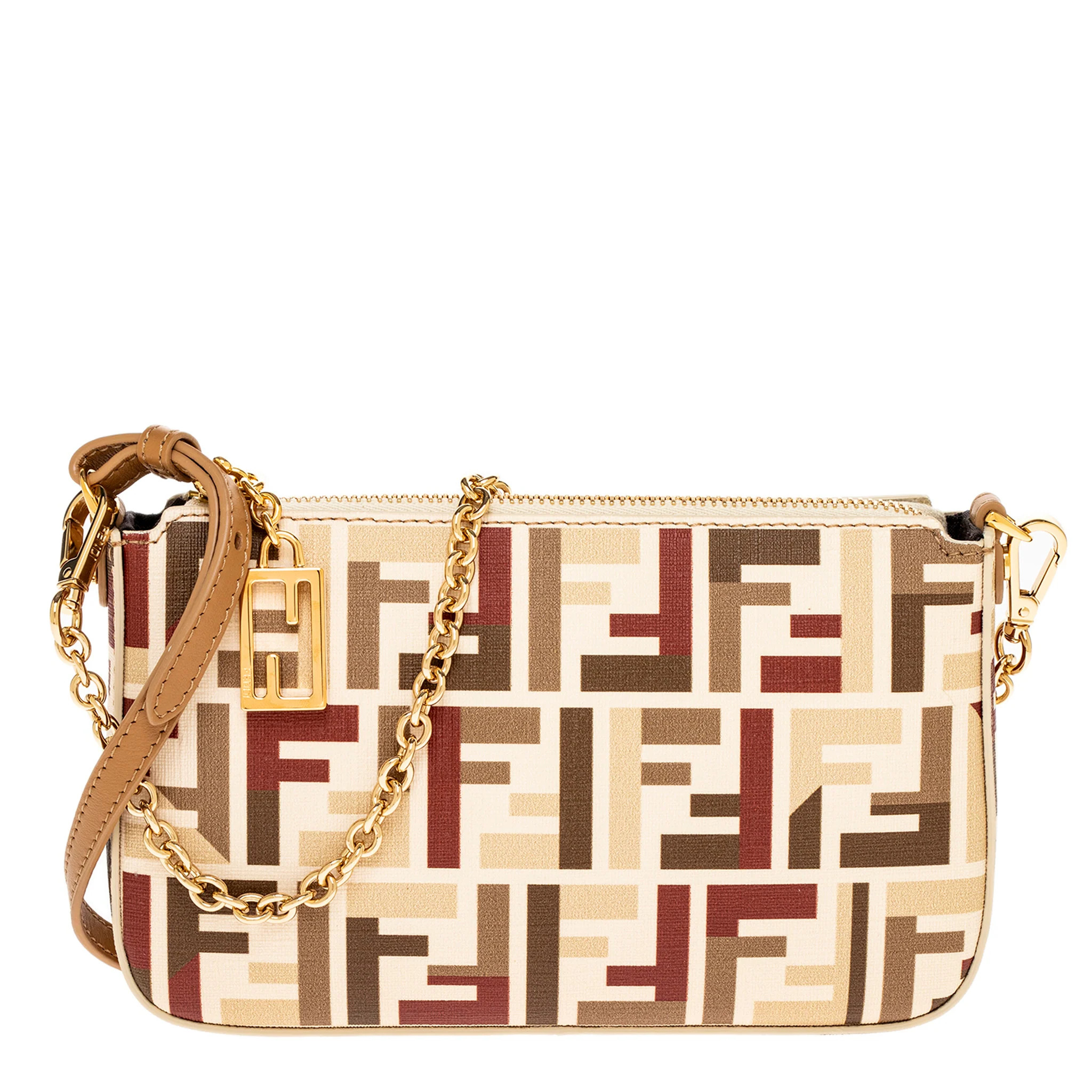 Fendi Baguette Pouch with Chain in Fabric | Overstock