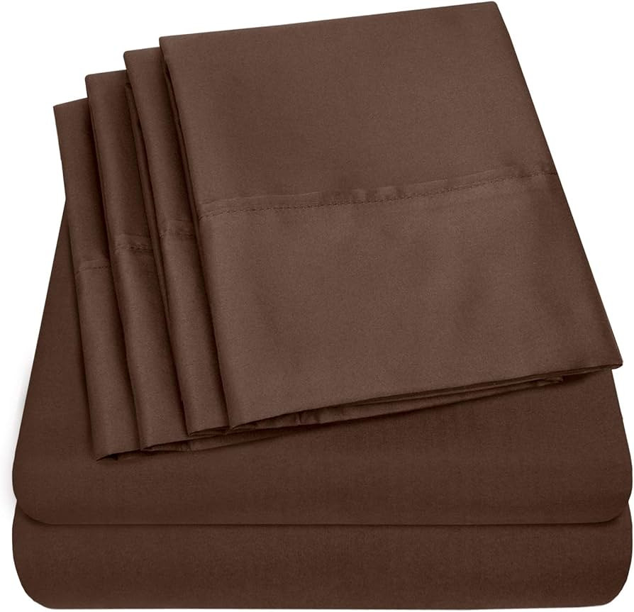 Queen Sheets Brown - 6 Piece 1500 Supreme Collection Fine Brushed Microfiber Deep Pocket Queen Sh... | Amazon (US)