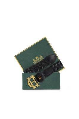 Skinny Plait Belt (Black) | Holland Cooper