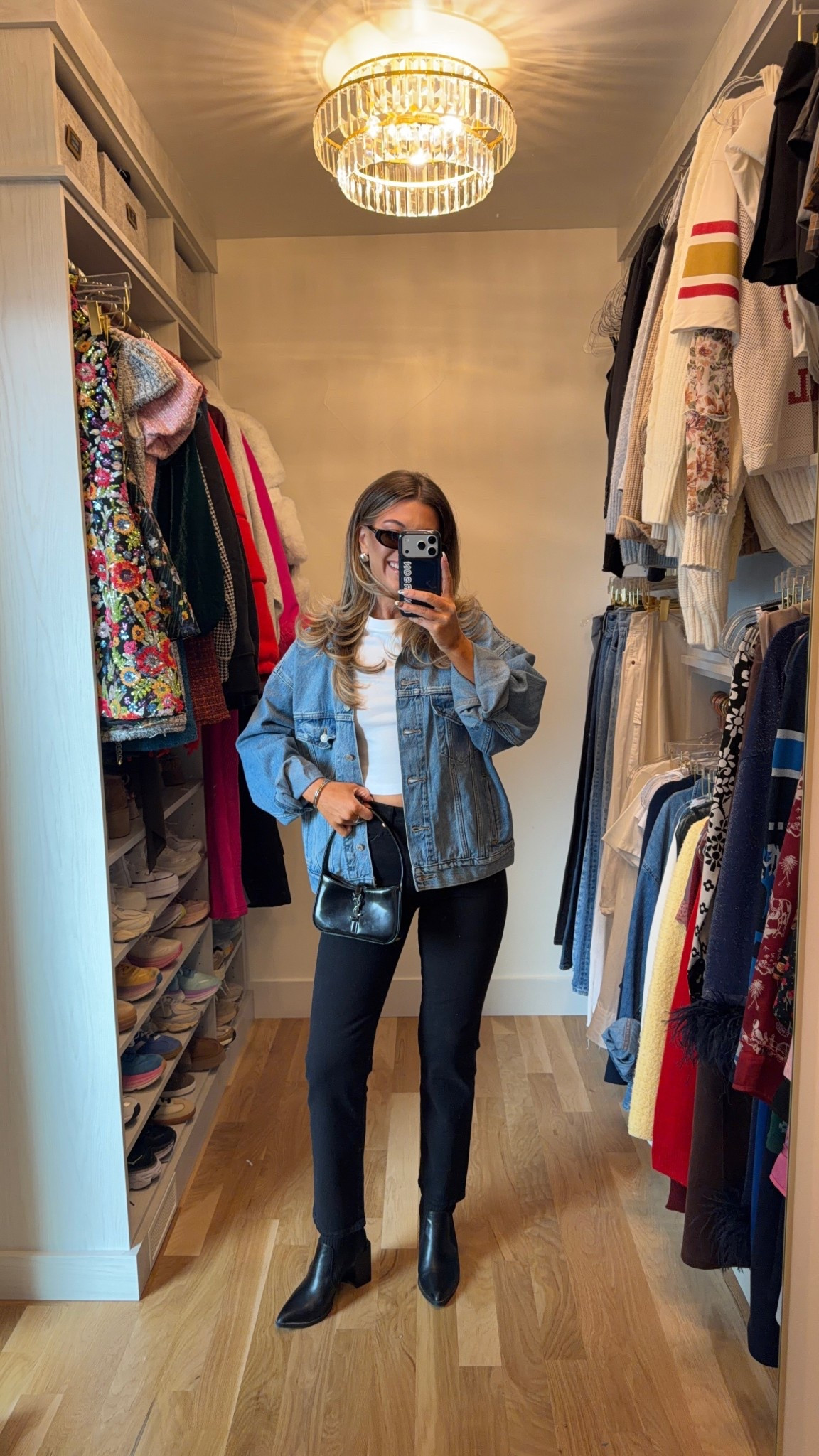 Levi's Black Friday deals 40-50% off sitewide. Black straight ankle jeans styled with an oversized denim jacket and white tee @levis #LevisPartner

Wearing my usual smalls/25
Jean color: black sprout 

Denim jeans
Winter casual
White button down
Sherpa coat
Oversized
Denim jacket
Chunky sweater
White baby tee
Casual everyday
Lunch date
Shopping outfit
Workwear

#LTKCyberWeek #LTKSaleAlert #LTKHoliday