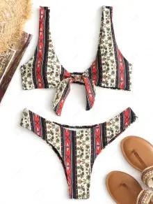 Front Tie Printed Bikini Set | ZAFUL (Global)