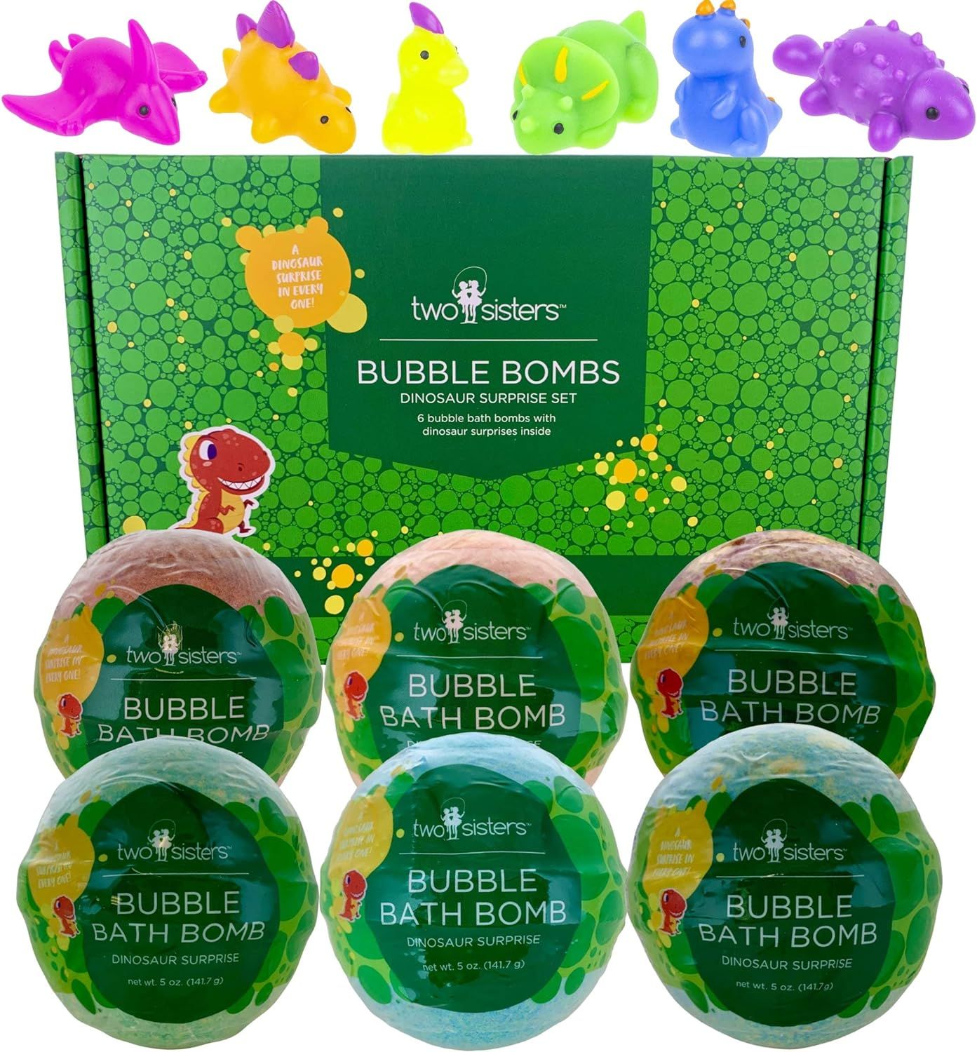 Two Sisters Bubble Bombs Dinosaur Surprise Set | Bath Bombs for Kids with Toys Inside | 6 Pack Se... | Amazon (US)