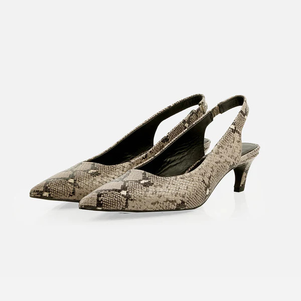 The Claire Slingback Taupe Snake | Poppy Barley