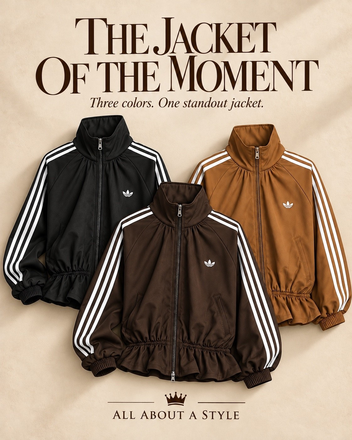 Sporty stripes, a softer silhouette. Blouson sleeves and a gathered waist give the classic track jacket a fresh, feminine finish—in black, chocolate, and caramel. 🤎

Which color has your name on it? Find your favorite on my LTK.

#AllAboutAStyle #AdidasStyle #TrackJacket #ElevatedCasual #FallStyle #LTKFashion