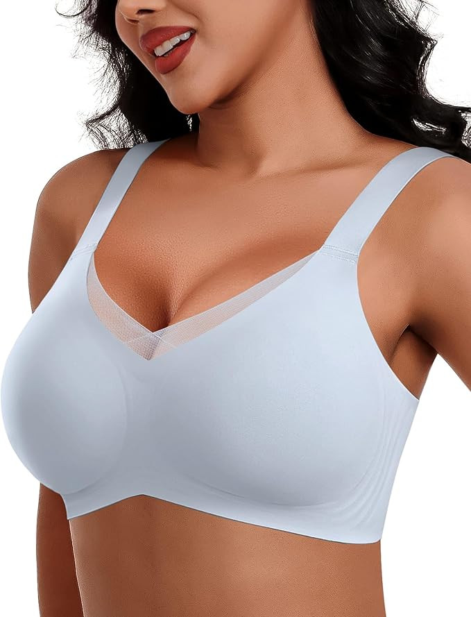 Seamless Mesh Lace Bras for Women No Underwire Wireless Bras with Support and Lift Full Coverage ... | Amazon (US)