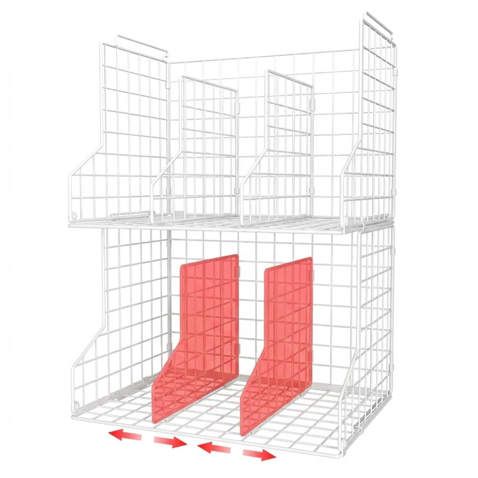 Aoibox 2 Pack Adjustable Stackable Metal Purse Organizer with Dividers for Closet Storage Holds Handbags Wallets Totes 11.5x15.4x19.7 Inch White | Lowe's